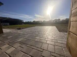 Side yard walkway with pavers