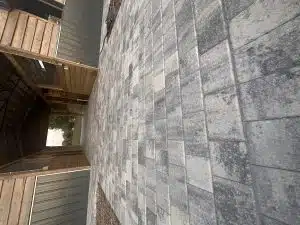Pool deck with stone pavers